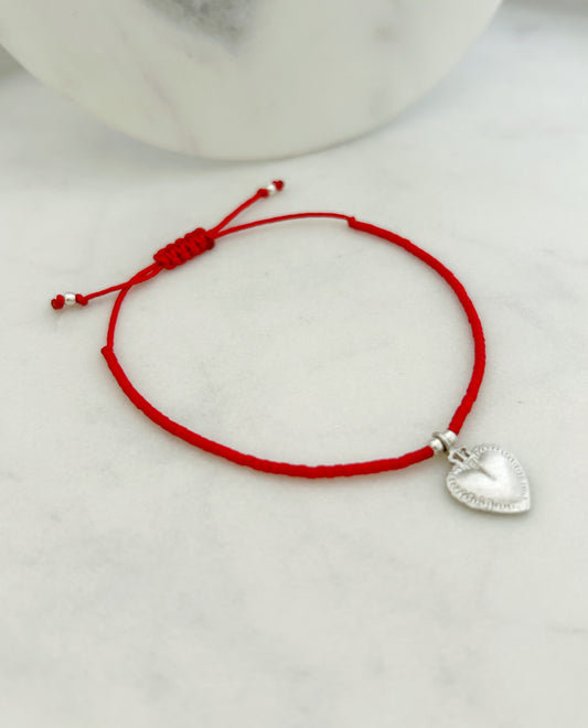 Pulsera hilo ajustable de mostacillas, accesorios, joyas de plata para mujer, Miyuki + Sagrado Corazón Plata 950, Joyas para mujer , accesorios