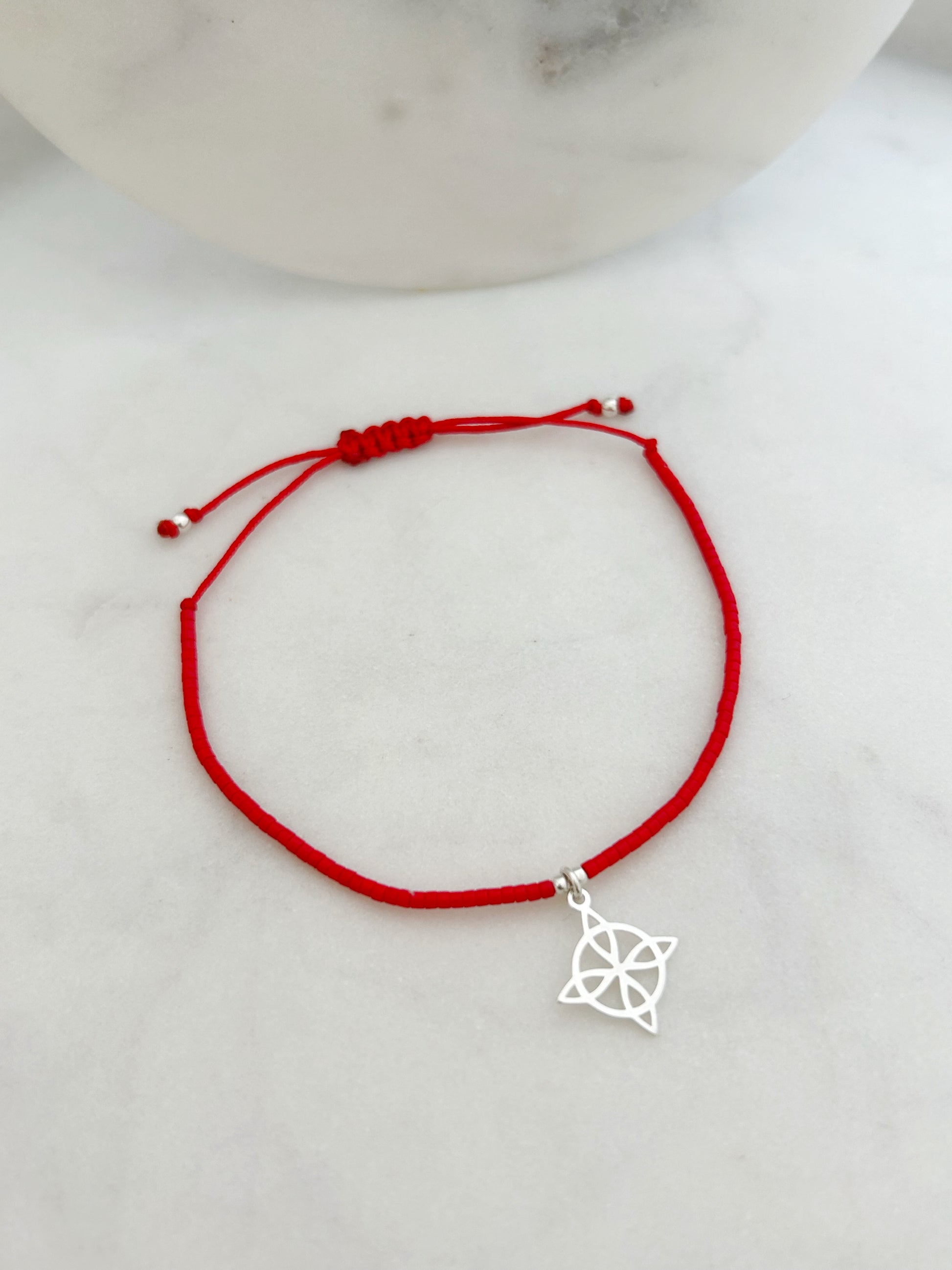 Pulsera hilo ajustable de mostacillas , Miyuki + Nudo de Bruja , ccesorios, joyas de plata para mujer, accesorios