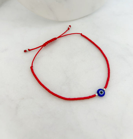 Pulsera hilo ajustable de mostacillas Miyuki +Ojo turco de vidrio, accesorios, joyas de plata para mujer, accesorios