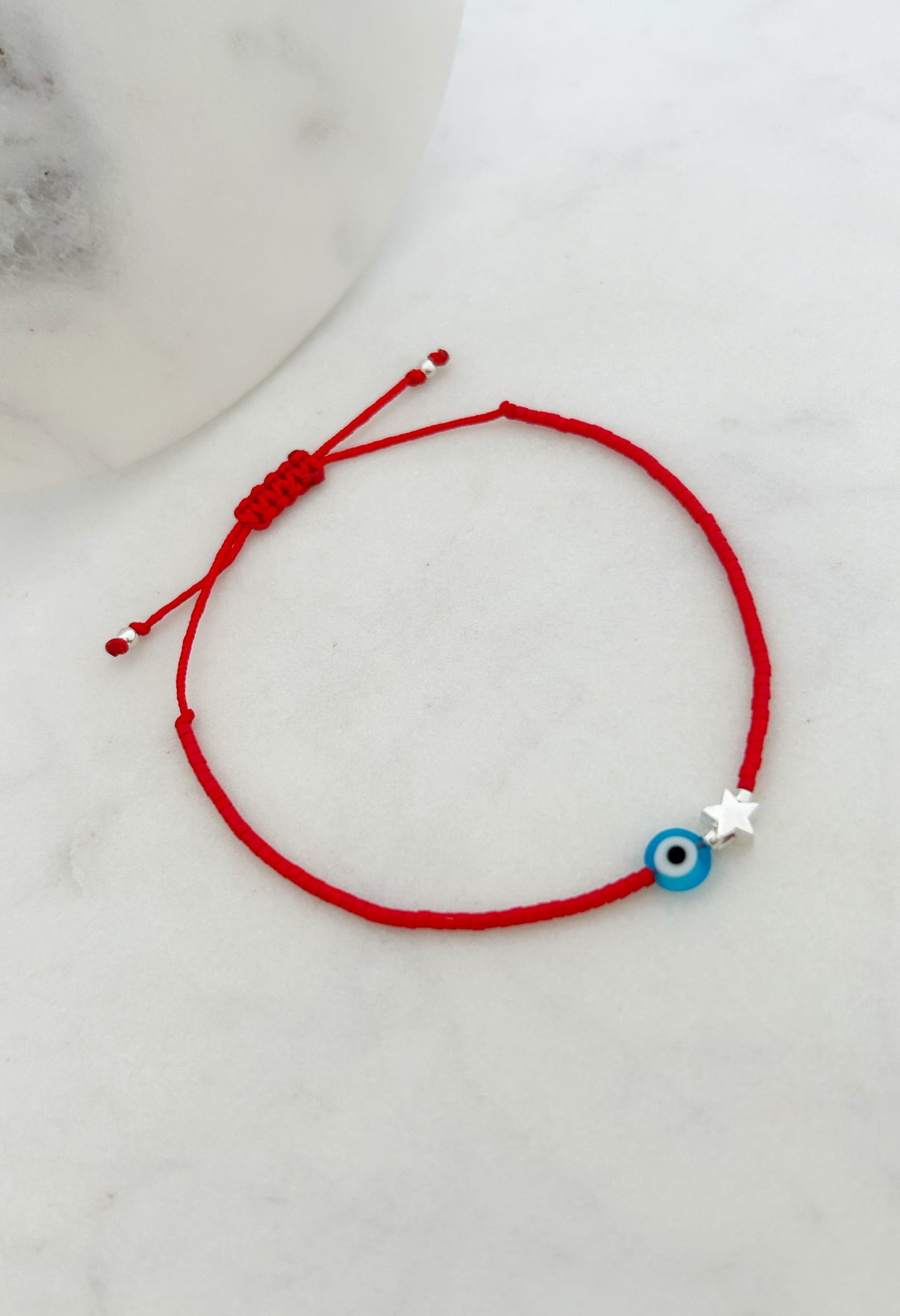 Pulsera hilo ajustable de mostacillas , Miyuki + Ojo Turco + Estrella Plata 950, accesorios, joyas de plata para mujer, accesorios